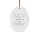 Aerospace Engineer Gifts for Men Friends Coworkers Family - Funny Oval Ornament with 'I'm Not Perfect But I'm An Aerospace Engineer And That's Basically The Same Thing' Quote - Christmas Unique Gifts - Image 1